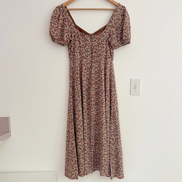 Astr the Label Lace Up Puff Sleeve Floral Midi Dress - Picture 10 of 16